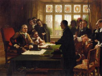 查爾斯 韋斯特 尅普 Oliver Cromwell and His Secretary John Milton, Receiving a Deputation Seeking Aid for the Swiss Protestants